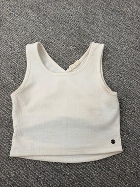 Roxy Cream Ribbed Cross-Back Crop Tank